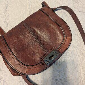Fossil Whiskey Brown Long Live Vintage Crossbody Flap Saddle Bag